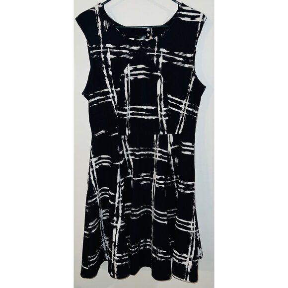 Vasna Navy Blue & White Sleeveless A-Line Dress Elastic Waist Small - Picture 1 of 4